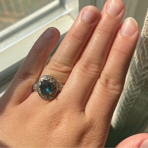 Sterling 925 aquamarine white sapphire ring size 8